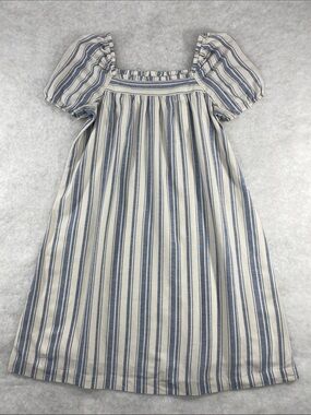 LOFT Blue and Cream Striped Square-Neck Dress summer dress casual wear party
